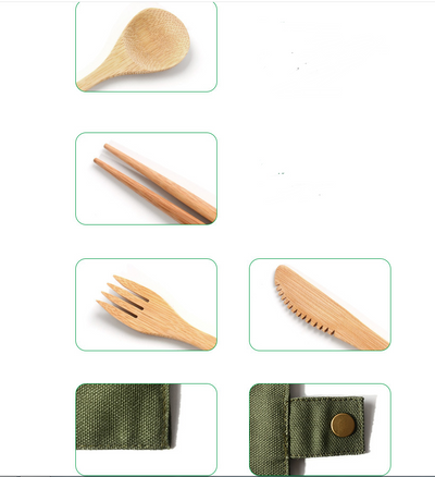 Set de Cubiertos Portátil de Bambú Reutilizable con Estuche - Cero Residuos - Image 4