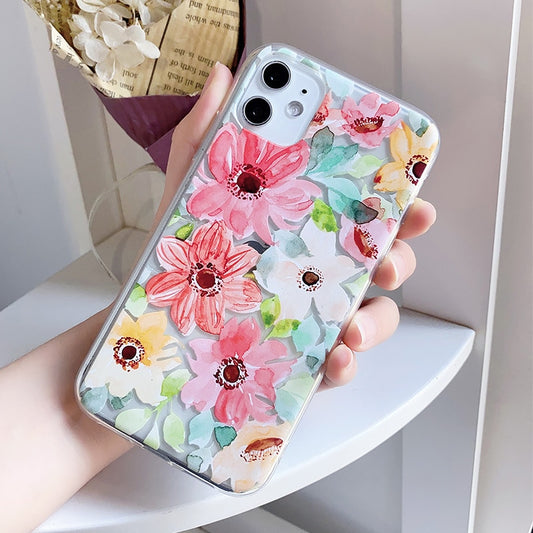 Funda de Silicona Floral Compatible con Apple
