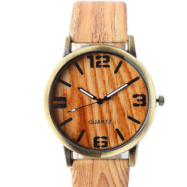 Reloj de Pulsera con Diseño de Veta de Madera
