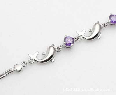 Pulsera de Plata Esterlina 925 con Delfín y Amatista para Mujer - Image 4