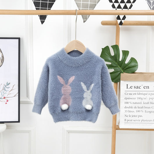 Suéter Infantil de Terciopelo Suave con Conejos - Manga Larga Cuello Redondo - Image 20