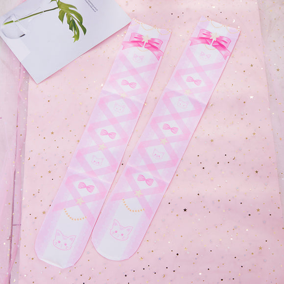 Calcetines Lolita con Moño de Gato Adorable