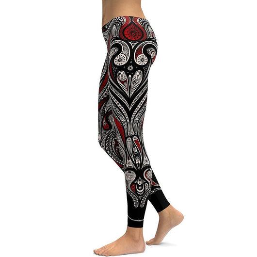 Leggings Deportivos Mandala Rosa y Negro - Tejido Resistente para Yoga