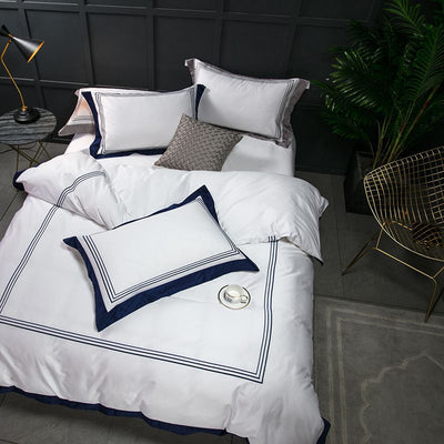 Juego de Cama Blanco 4 Piezas Algodón Puro Estilo Europeo - Image 21