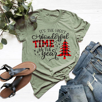 Camiseta Navideña Estampada para Mujer - Cuello Redondo Manga Corta - Image 16