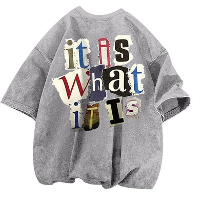 Camiseta Vintage Oversized con Estampado de Letras para Hombre - Image 13