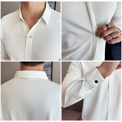 Camisa Manga Larga Cuello V sin Planchado - Image 28