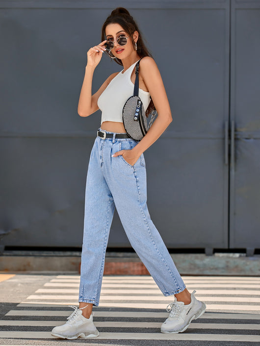 Pantalón Denim Cintura Alta Versátil para Mujer - Image 3