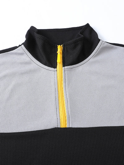 Suéter Deportivo Hombre Media Cremallera Bloques de Color Cuello Alto Manga Larga - Image 17