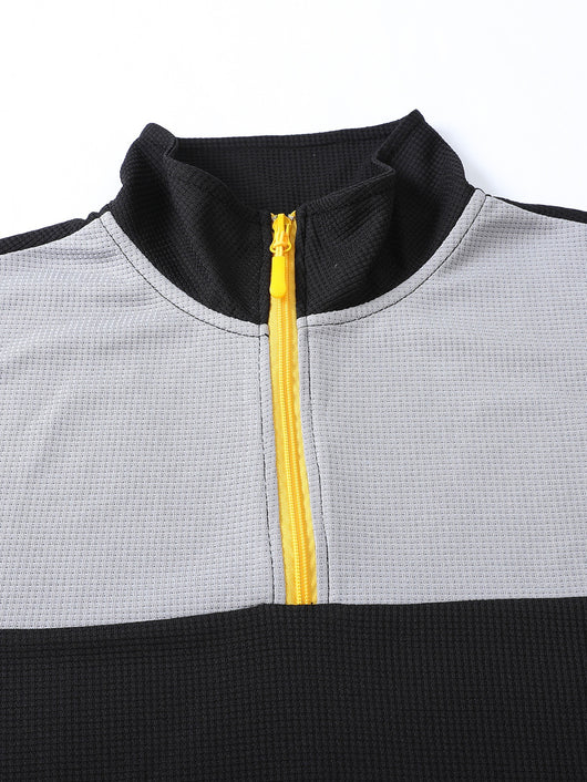 Suéter Deportivo Hombre Media Cremallera Bloques de Color Cuello Alto Manga Larga - Image 17