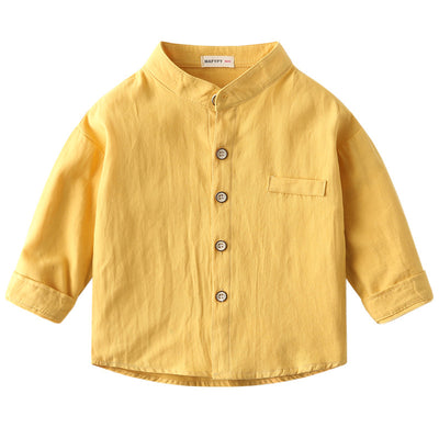 Camisa de Cuello Mao Niño Colores Sólidos - Image 13