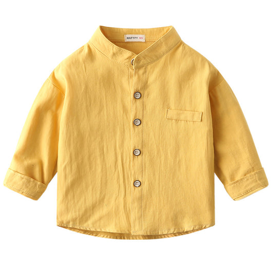 Camisa de Cuello Mao Niño Colores Sólidos - Image 13