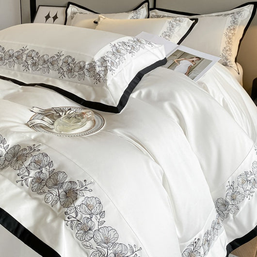 Juego de Cama 4 Piezas Algodón Pima 120 Hilos con Bordado Elegante - Image 5