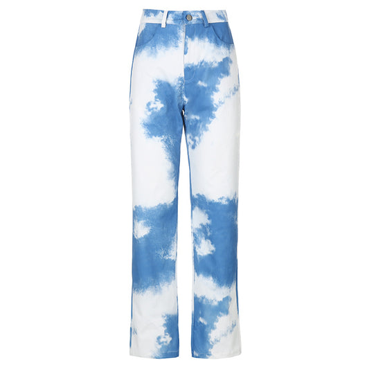 Pantalones rectos tie-dye de algodón - Image 15