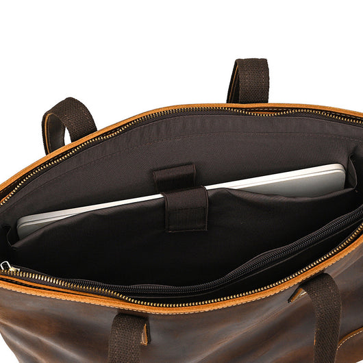 Bolso Tote de Cuero Crazy Horse Gran Capacidad - Image 34