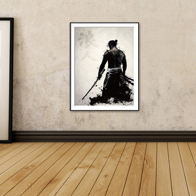 Cuadro Decorativo Samurai en Blanco y Negro - Image 2
