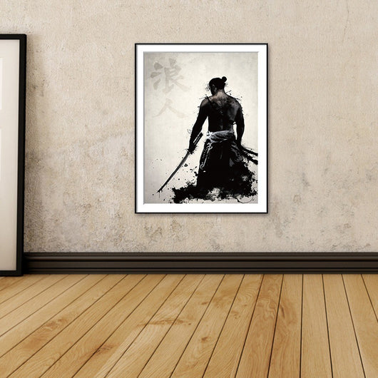 Cuadro Decorativo Samurai en Blanco y Negro - Image 2