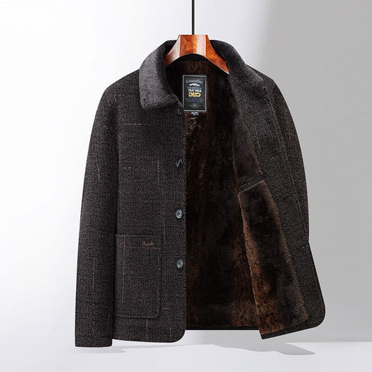 Abrigo Acolchado de Chenilla para Hombre Adulto Mayor - Chaqueta Térmica Forrada en Felpa