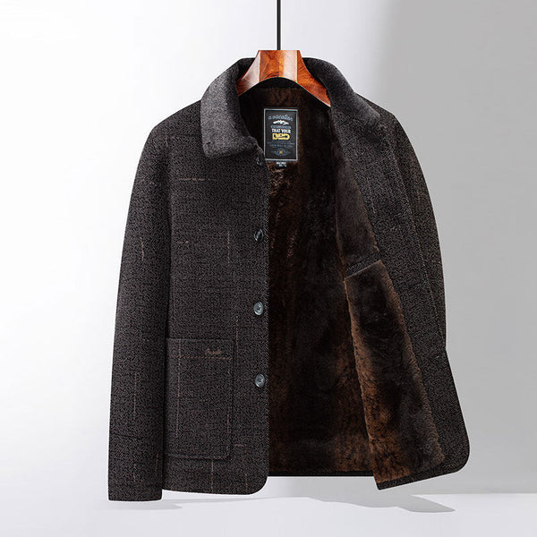 Abrigo Acolchado de Chenilla para Hombre Adulto Mayor - Chaqueta Térmica Forrada en Felpa