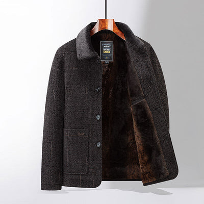 Abrigo Acolchado de Chenilla para Hombre Adulto Mayor - Chaqueta Térmica Forrada en Felpa
