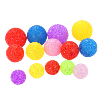 Assortment of colorful textured plastic cat toy balls in red, yellow, blue, purple, pink, and green. - Image 2