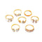 Juego de 7 Anillos de Cristal Vintage con Diamantes, Mariposas y Flores
