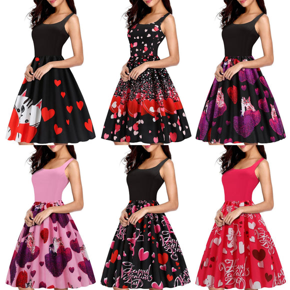 Vestido Columpio con Estampado de Corazón - Diseño Elegante para San Valentín