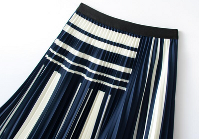 Falda Plisada a Rayas con Contraste de Colores - Diseño Elegante y Sofisticado - Image 8
