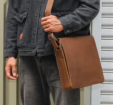 Bolsa Crossbody de Cuero Genuino para Hombre, Estilo Vintage Retro - Image 7