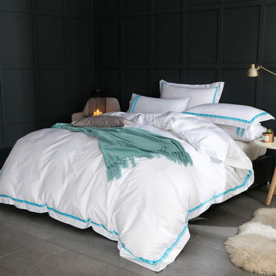 Juego de Cama Blanco 4 Piezas Algodón Puro Estilo Europeo - Image 5