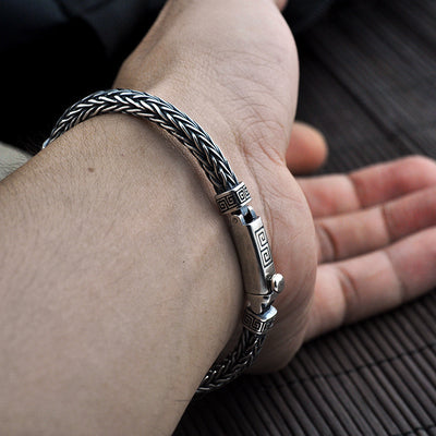 Pulsera de Plata Tailandesa Personality Tide - Diseño Moderno Unisex - Image 8