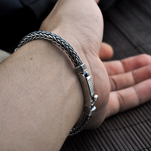 Pulsera de Plata Tailandesa Personality Tide - Diseño Moderno Unisex - Image 8