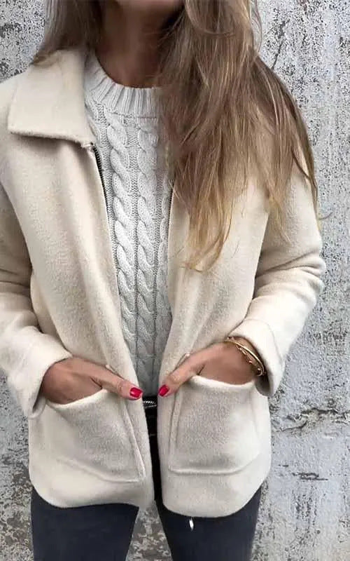 Chaqueta Solapa con Cierre y Bolsillos para Mujer - Abrigo Versátil Otoño Invierno - Image 12