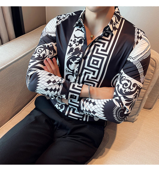 Camisa Manga Larga Estampada Slim Fit para Hombre - Image 25