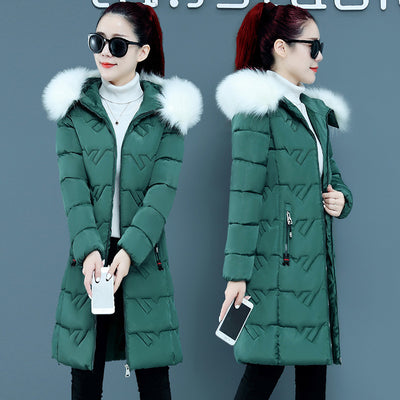 Chaqueta de Algodón con Capucha y Cuello de Piel Oversized para Talla Grande - Image 8
