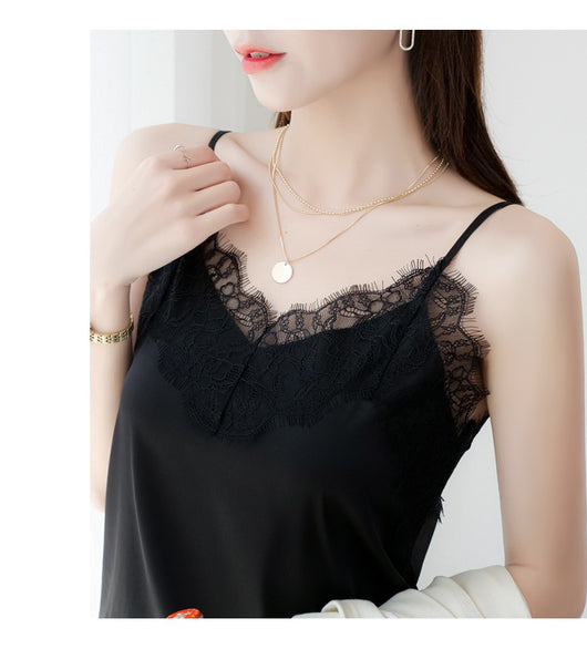 Camisola de Encaje para Pestañas en Seda Satinada para Mujer - Image 12