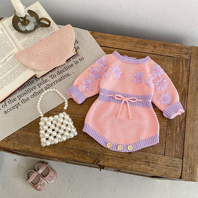 Mameluco Largo de Niña con Bordado Artesanal