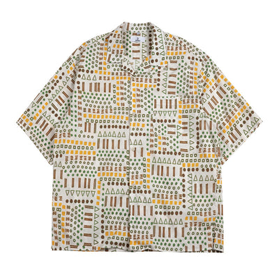 Camisa Retro de Estampado Étnico de Manga Corta para Hombre - Image 10