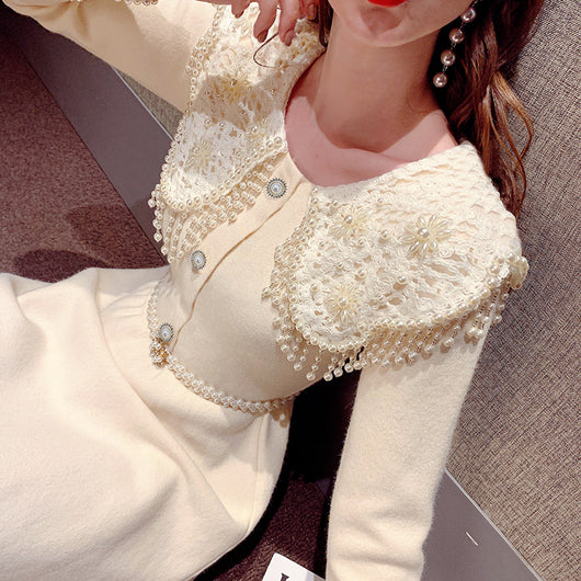 Vestido Midi Elegante con Cuello de Muñeca y Manga Larga - Image 5