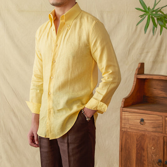 Camisa de Lino Manga Larga Cuello Italiano Puntiagudo - Image 2