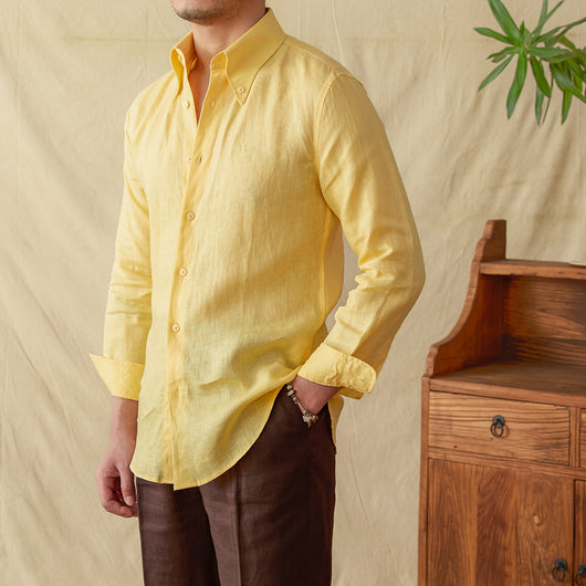 Camisa de Lino Manga Larga Cuello Italiano Puntiagudo - Image 2