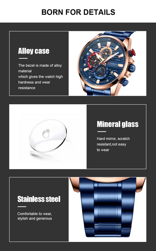 Reloj Deportivo de Acero Inoxidable con Seis Esferas - Cuarzo Precisión - Image 19