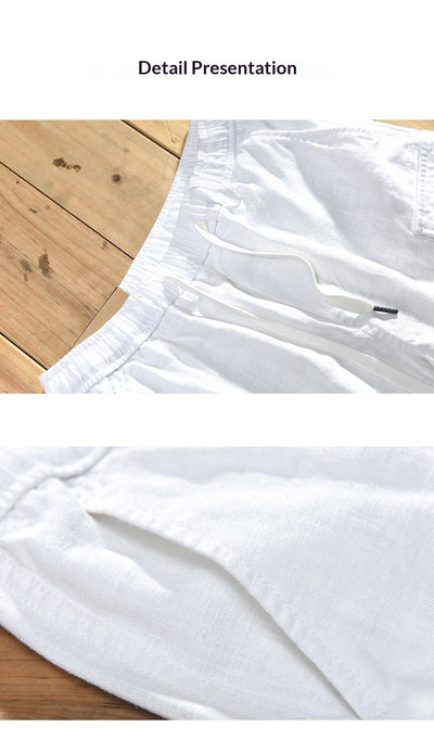 Shorts de Lino Casual para Hombre con Bolsillos y Cordón - Image 12