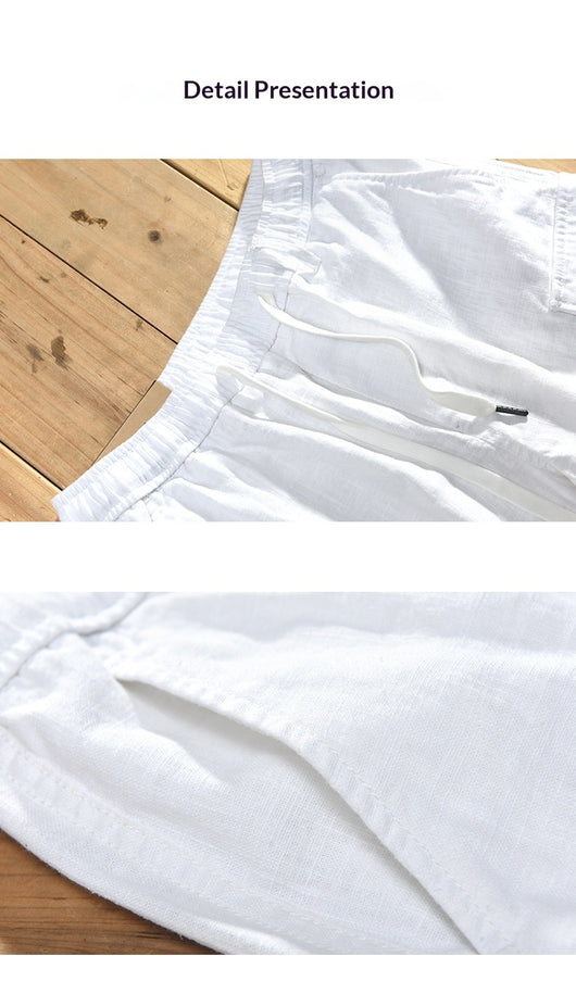 Shorts de Lino Casual para Hombre con Bolsillos y Cordón - Image 12