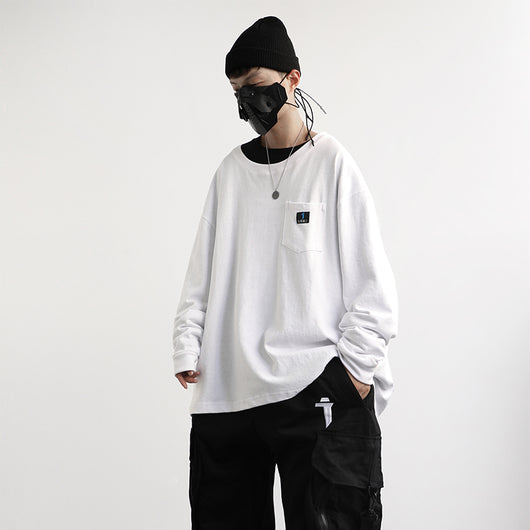 Camiseta Manga Larga Cuello Redondo Tide para Hombre - Estilo Instagram - Image 3
