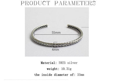 Pulsera Ajustable de Plata 925 con Patrón Tejido - Image 9