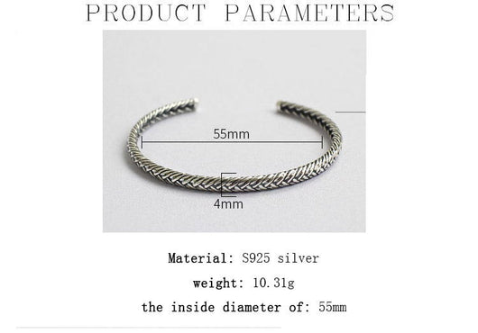 Pulsera Ajustable de Plata 925 con Patrón Tejido - Image 9