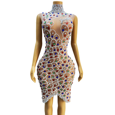 Vestido de Fiesta Largo con Encaje y Cristales Brillantes para Mujer - Image 3