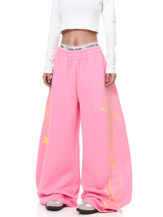 Pantalones Deportivos Anchos con Estampado de Letras para Mujer - Image 6
