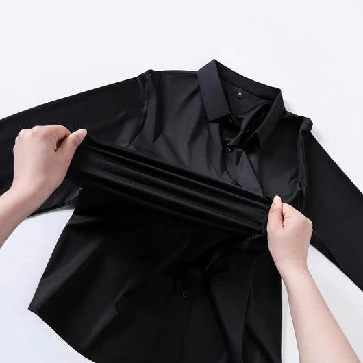 Camisa Elástica sin Costuras para Hombre Talla Grande - Manga Larga Antirruga - Image 4